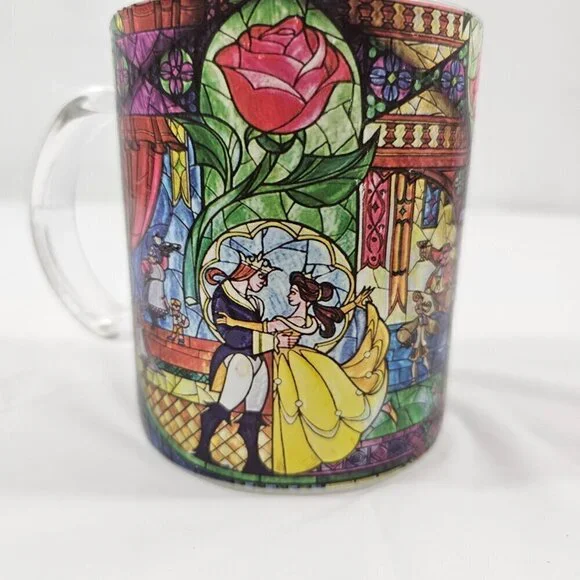 Disney Beauty & The Beast Belle Rose Window 17.5 Oz Stained Glass Coffee Tea Mug - Picture 17 of 17